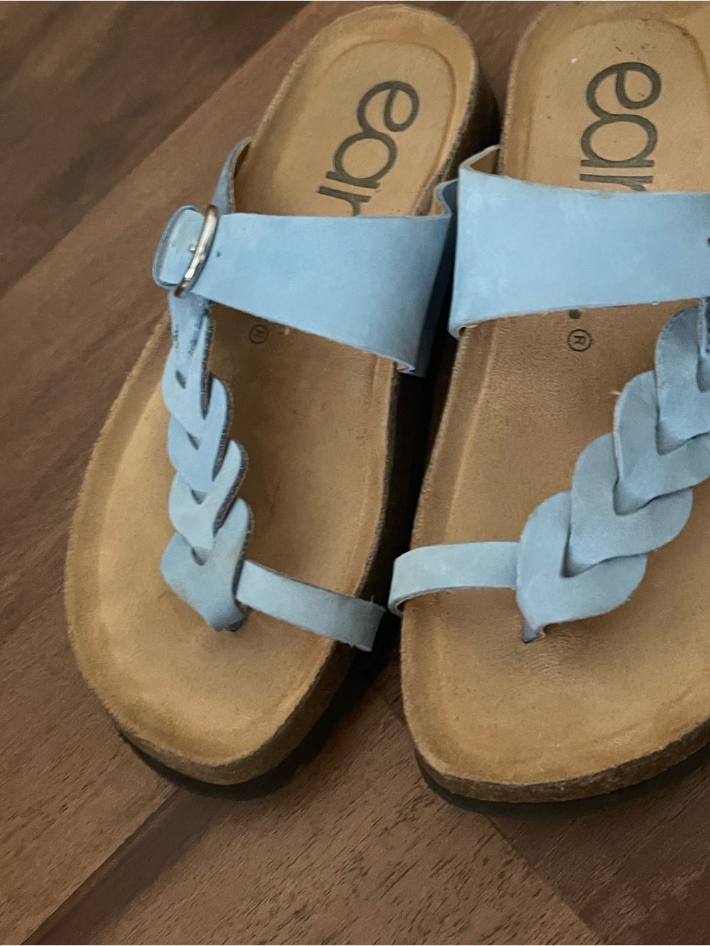 Earth Light Blue Braided Thong Sandals with Buckle size 6